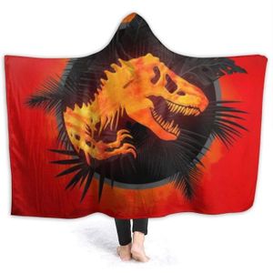 COUVERTURE ANIMAUX Couverture à Capuche Dinosaure Feuilles Noir Rouge