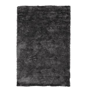 TAPIS DE COULOIR CELESTE - Tapis shaggy salon ou chambre à poils longs toucher laineux - 120 x 170 cm - Noir