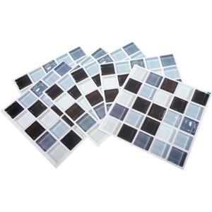 Fantasnight Mosaïque Papier Adhesif pour Meubles Décoration Papier Peint Imperméable Bleu 40X300 cm Décorative Salle de Bains Cuisine 2D