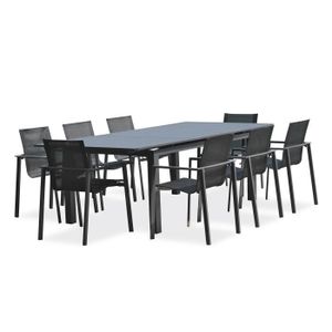 Ensemble table et chaise de jardin Ensemble repas de jardin 8 places en aluminium anthracite