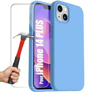 COQUE - BUMPER Coque pour iPhone 14 Plus Silicone Bleu et 2 Verre