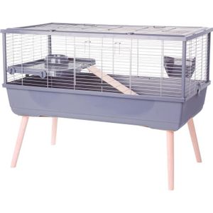 ZOLUX Cage grillagée rongeur surélevée pour cochon d'inde - 99 x 54 x 79 cm - Néolife - Gris