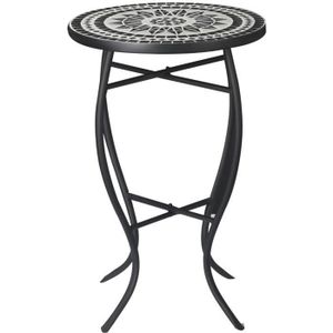 TABLE DE JARDIN  Table bistro ronde de jardin en métal époxy anticorrosion avec plateau mosaïque céramique - Outsunny