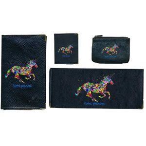 Porte Chequier Femme Porte-Cartes Et Chéquier Syl'la Cheval - Simili Cuir Noir, 6 Emplacements | Cadeau Personnalisable Compagnon Femme