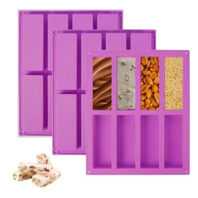 Lot De 3 Moules En Silicone Pour Barres De Céréales - 12 Cavités Rectangulaires, Résistant Au Four Et Réutilisable - 9