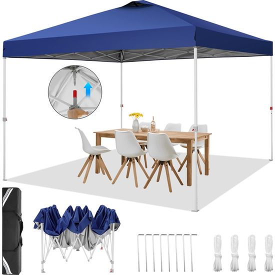 Tonnelle Pop-Up Tonnelle Pliante 3x3m Imperméable et Protection UV pour Exterieur Plage Terrasse Camping - Bleu foncé