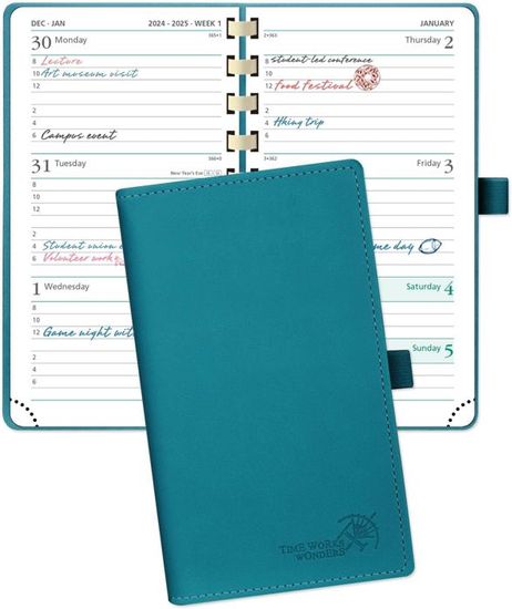 Agenda De Poche 2026 - Format 9.8x18cm, Couverture Rigide Similicuir, Hebdomadaire & Mensuel