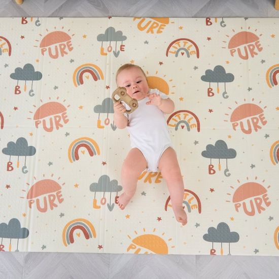 Fortella Tapis Bébé Pliable 120x120 Cm – Mousse 2,5 Cm Antidérapant, Lavable – Motifs Océan Animaux, Pour Parc, 0-24 Mois