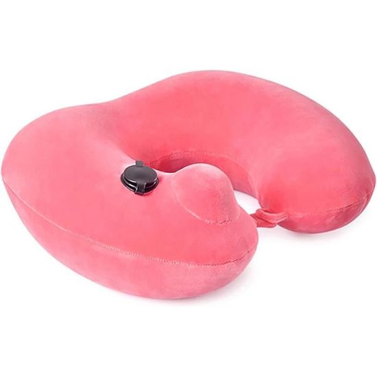 Oreiller Cervical Ergonomique Coussin De Nuque Gonflable Voyage - Ergonomique - Housse Velours Lavable - Avion, Train, Voiture Voyage Avion