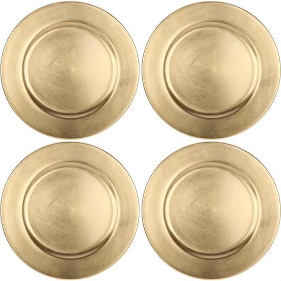 Lot De 2 Assiettes Décoratives Argentées 40 Cm - Plateau Pour Bougies, Décoration De Table