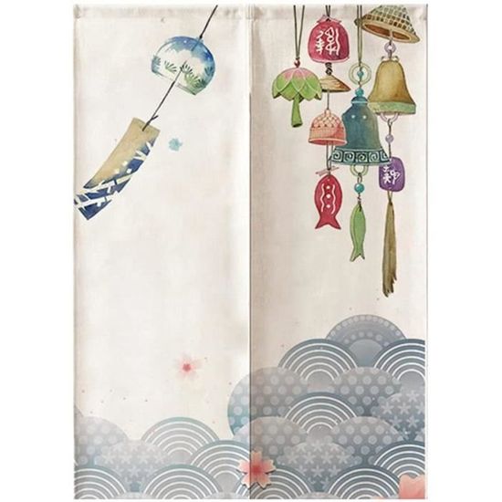 Hiseng Japonais Noren De Rideau De Porte Diviseur Tapisserie Fenêtre Rideaux Panneau, Tenture Décoration Pour Chambre à Coucher Cuisine Restaurant Embrasure (Balle De Riz,65x90cm