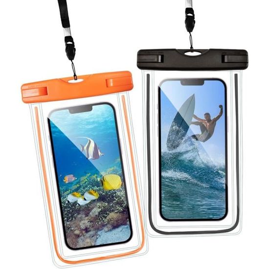 Lot De 2 Pochettes étanches Pour Smartphone IPX8 - Transparentes, écran Tactile Fonctionnel, Flottantes, Jusqu'à 6,9 Pouces, Avec Dragonne - 5