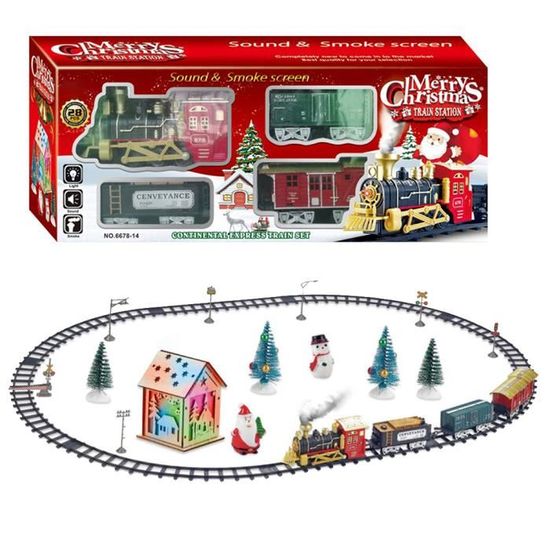 Train à Vapeur Électrique En Alliage Avec Wagon Et Voie – Grand Circuit 186 Cm – Cadeau Enfant