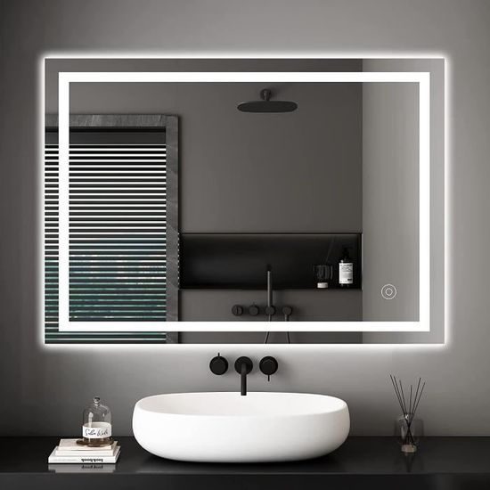 DRIPEX Miroir pour salle de bain rond 60CM, illumination LED