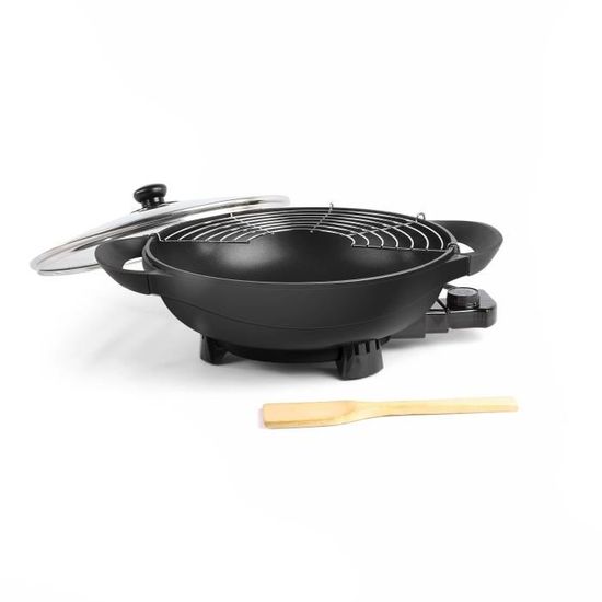 Wok Elettrico Livoo DOC128A – Capacità 4L, Potenza 1500W, Diametro 33 Cm, Con Rivestimento Antiaderente E Spatola In Bambù