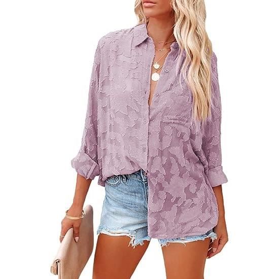 Chemisier Chico's Travelers Collection - Aubergine Violet - Taille 3XL (16) - Boutonnage Devant