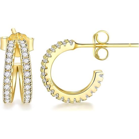 Ensemble De Boucles D'oreilles Femme Fille Avec Tige En Argent 925 Clous D'oreilles Avec Zircone Cubique Puce Oreille Hypoallergénique Cartilage