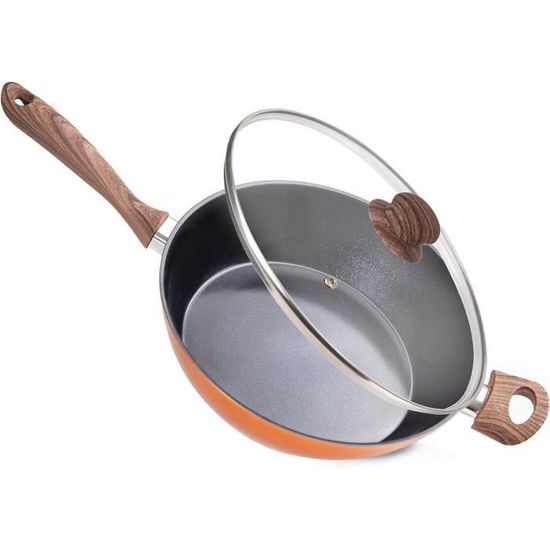 Set 2 poêles et 2 casseroles anti-adhésives Délice et manche amovible