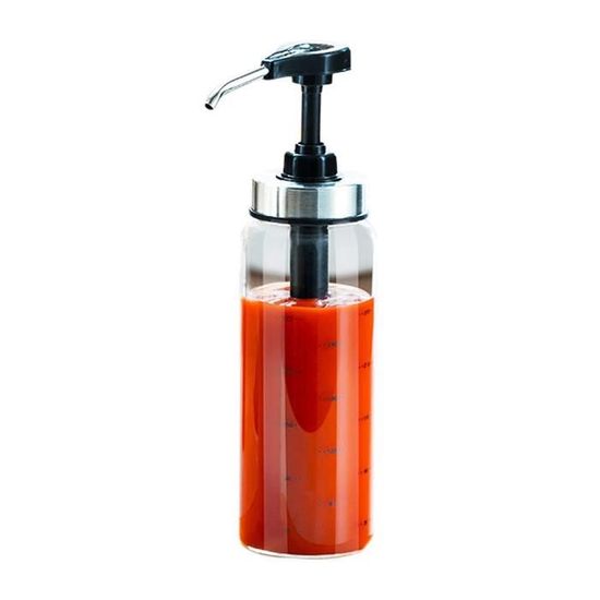 Distributeur de sauce avec bouteille en verre Ustensiles de cuisine  Bouteille d’assaisonnement pour ketchup, miel, sirop, sauce, étanche, pour
