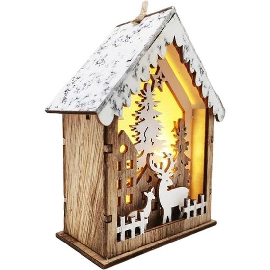Maison en bois lumineuse de Noël, maisons village lumière LED intégrée — free download