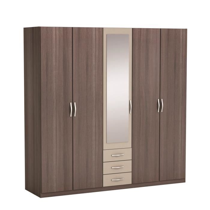 DEMEYERE Armoire de chambre style contemporain décor chêne vulcano et basalte L 211,7 cm