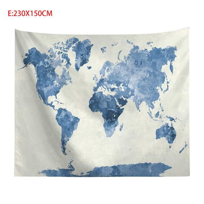 Vintage carte du monde tapisseries murales suspendus Hippie tapisserie couvre-lit tapis de Yoga nouveau @sea9357
