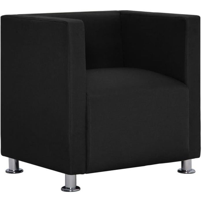 Fauteuil cube Noir Tissu-QIM