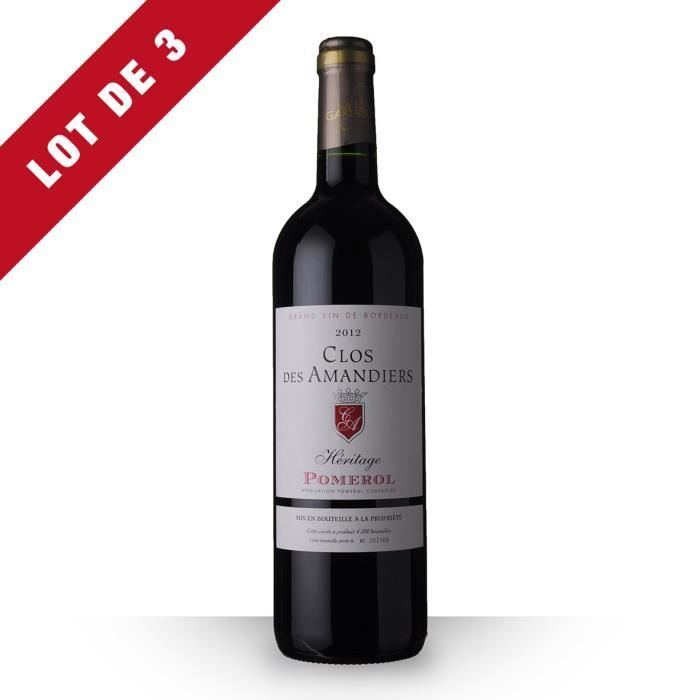 Lot de 3 - Clos des Amandiers Pomerol Rouge 2012 - 75cl