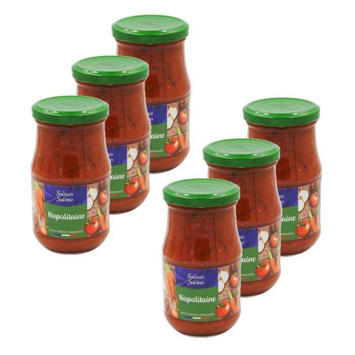 Lot 6x Sauce napolitaine cuisinée en Provence France - Les Saveurs de Savino - pot 350g