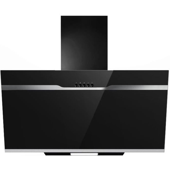 Hotte PKM DSH60-BL noir avec extraction des bords / hotte 60 cm / hotte inclinée / LED