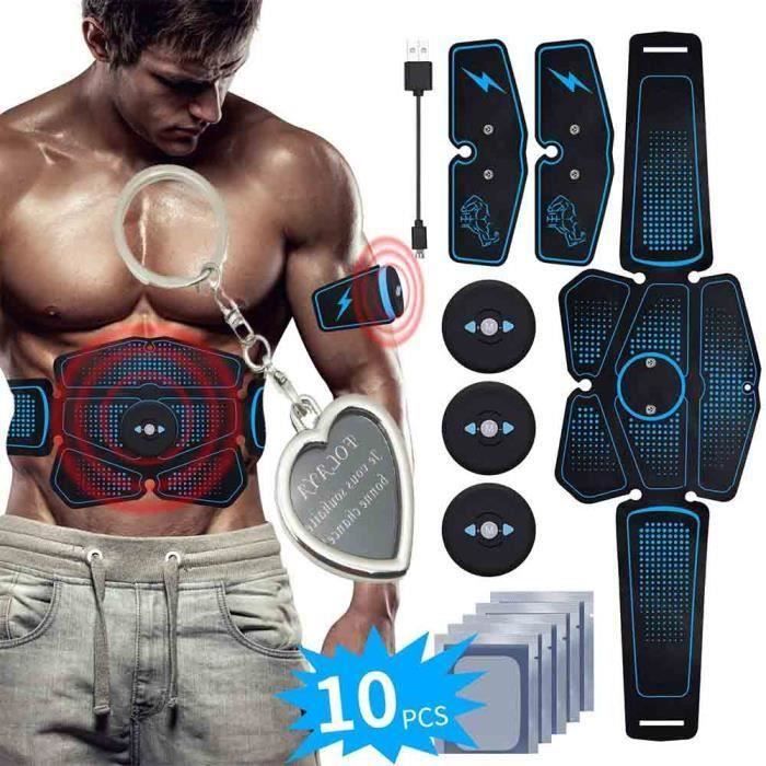 Electrostimulateur Musculaire USB Rechargeable, Ceinture Abdominale Electrostimulation Appareil Abdominal Musculation