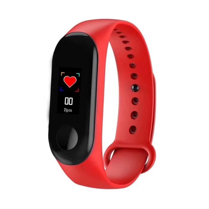 Podomètre,Nouveau Bracelet M3 Bracelet étanche écran tactile podomètre Bluetooth contrôle Fitness compteur de calories - Type Rouge