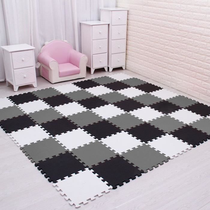 Tapis d'éveil,MQIAOHAM bébé EVA mousse jeu Puzzle tapis 18 pièces-lot noir et blanc exercice de - Type white black grey-18 pieces