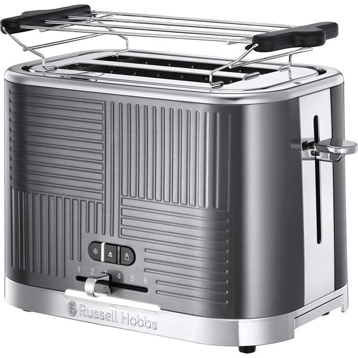 Toaster Grille-Pain, 4 Fonctions, Brunissage Uniforme, Température Ajustable, Réchauffe Viennoiseries, Pince - 25250-56 Geo Steel