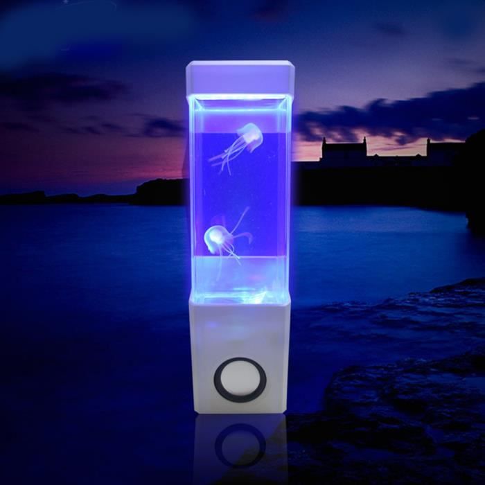 Écologique mini Fish Tank Petit Led Sept Couleur Méduses aquarium fond Lampe Mini Bureau Décoration Acrylique White-Jellyfish Light