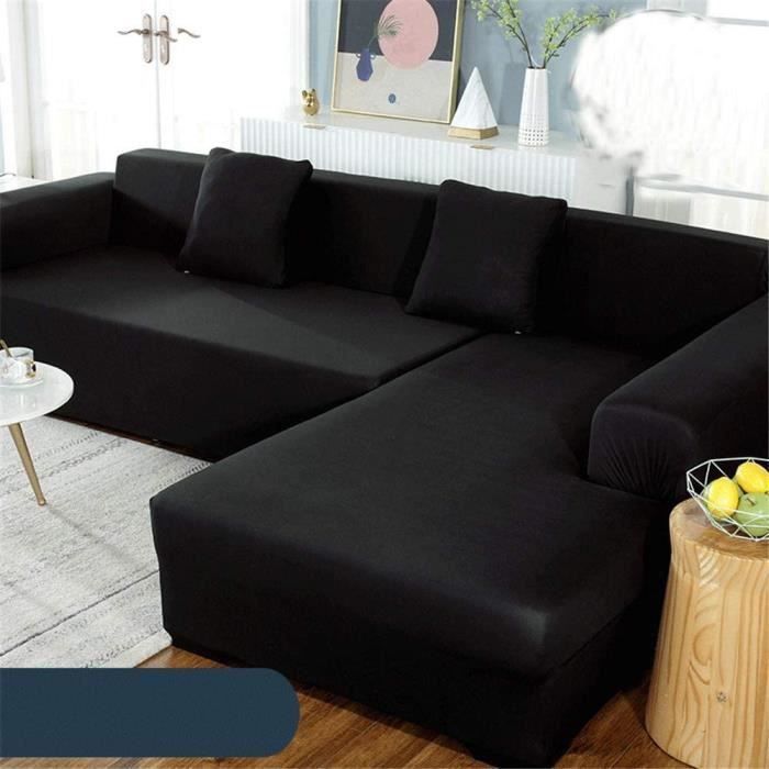 Housse De Canapé Simple en Polyester De Couleur Unie, Housse De Chaise Longue Universelle en L Quatre Saisons Tout Compris