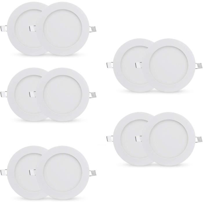 ECLAIRAGE DE MEUBLE 10 Pack LED Plafonnier Encastreacute 9W Spots Encastrables Pas Dimmable Extra Plat AC 230V Blanc Chaud Lampe121