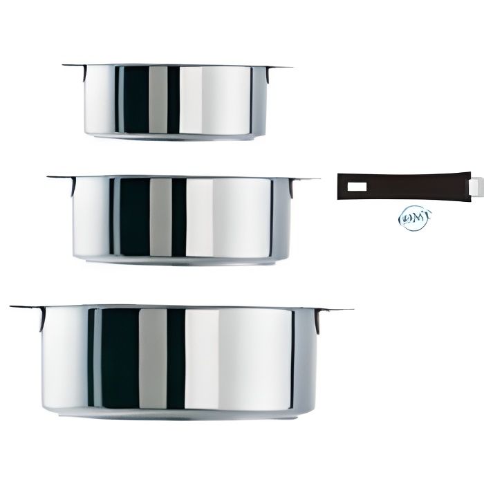 SERIE DE 3 CASSEROLES (16 - 18 - 20 CM) + POIGN...