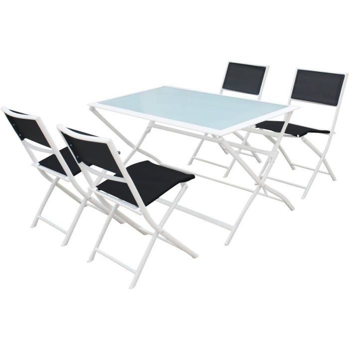 Salon de jardin repas en textilène -Bistro XL- - Phoenix - Gris foncé