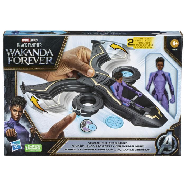 Black Panther : Wakanda Forever, véhicule Sunbird Lance-Projectile avec Figurine articulée Shuri, à partir de 4 Ans