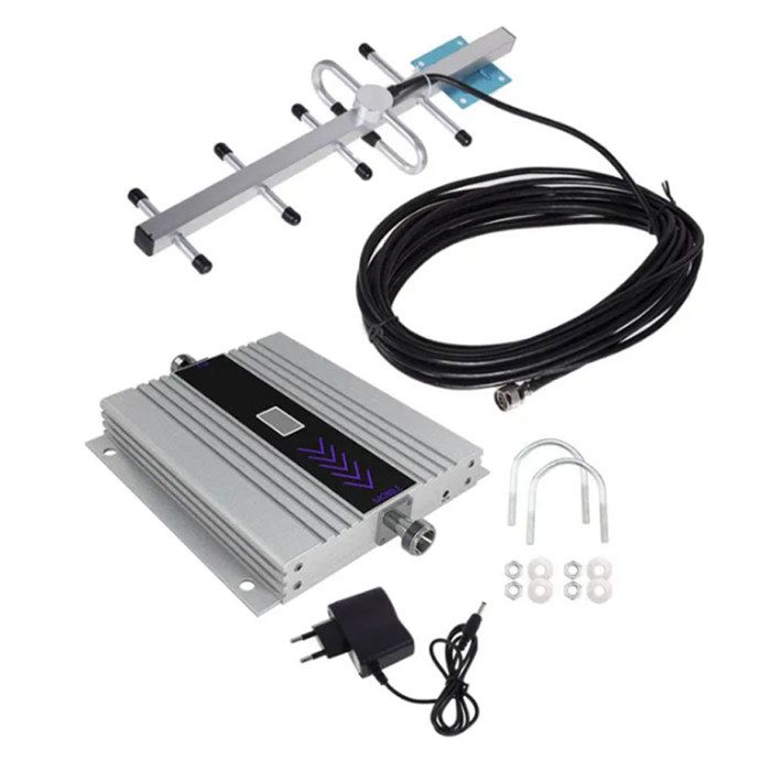 Amplificateur de rappel LCD GSM 900Mhz répéteur de signal pour téléphone portable + kit d'antenne de Yagi