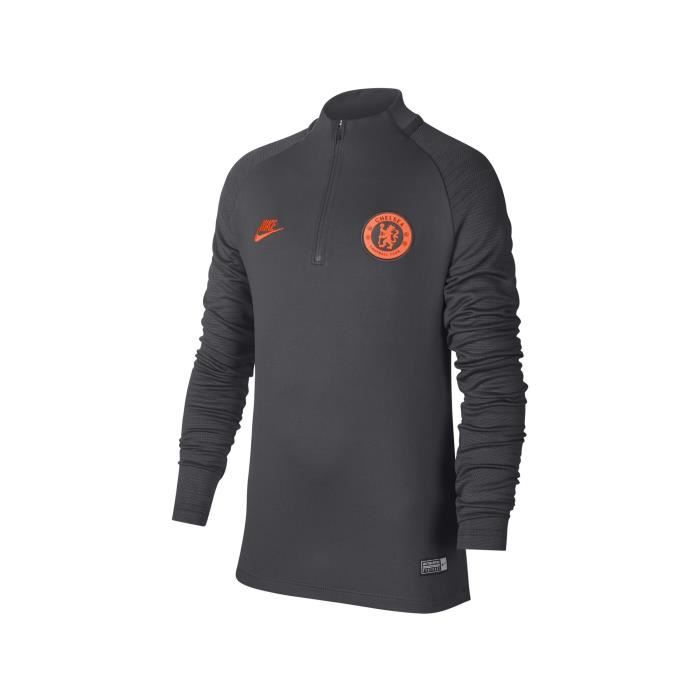Training top Chelsea Strike Drill Gris Junior Corps : 91 % Polyester / 9 % Elasthanne - Manches : 97 % Polyester / 3 % Elasthanne.