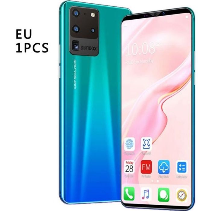 Smartphone S20 512Mo + 4Go 5,0 écran Flash Grand plein écran Téléphone portable Reconnaissance de sensibilité zéro -Bleu