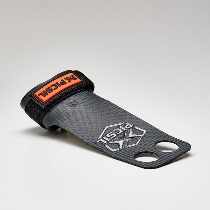 PICSIL RX Poignées pour l’haltérophilie, Manique Carbone à 2 Trous pour l’Entraînement Cross Training, Cross Fit, (Orange,L)