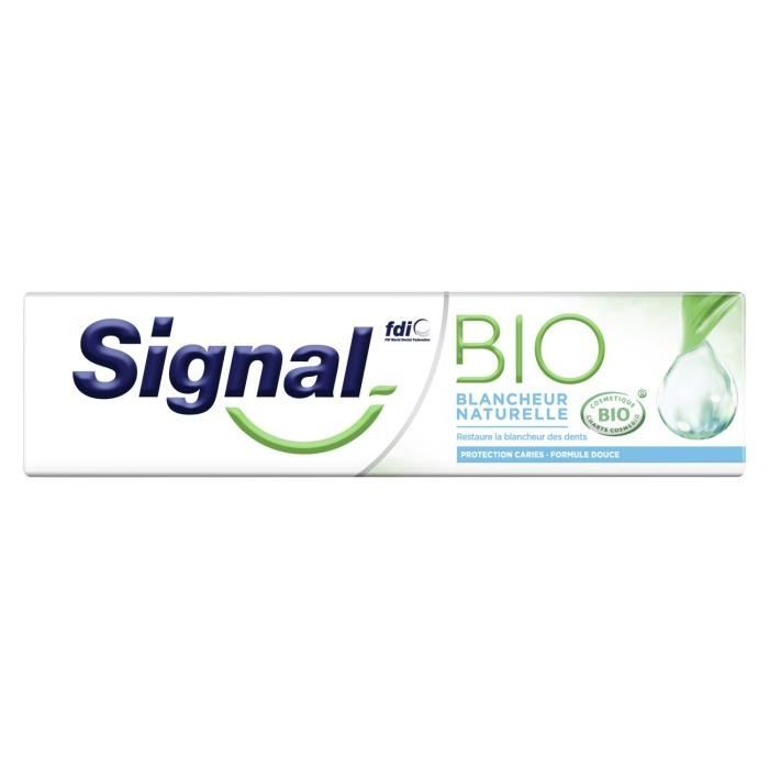 LOT DE 4 - Dentifrice blancheur naturelle Bio SIGNAL - le tube de 75 ml