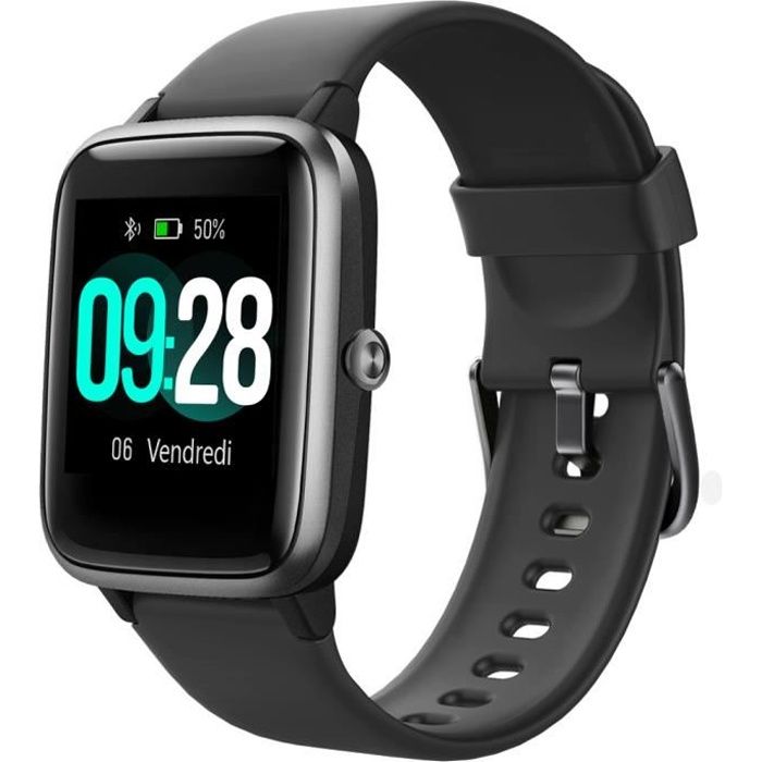YAMAY Montre Connectée Homme Femme Sport Montre Intelligente Cardiofrequencemètre Smartwatch Fitness Tracker pour Android iOS Noir