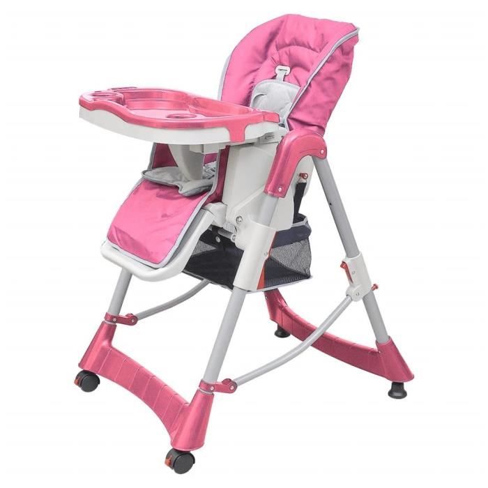 Chaise haute pour bébés Deluxe Rose Hauteur réglable