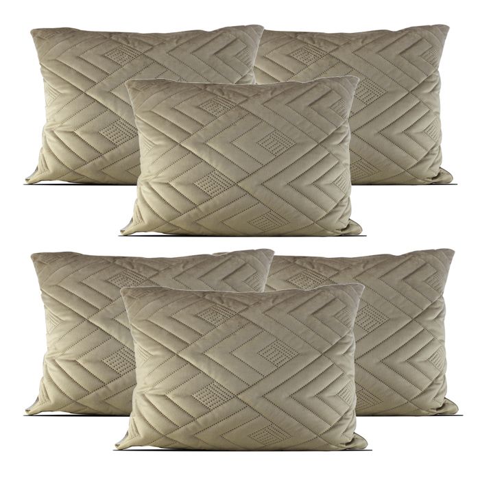 Coussin de siège - JUANIO - Rectangulaire - Velours matelassé - Beige - 60 x 45 cm - Lot de 6
