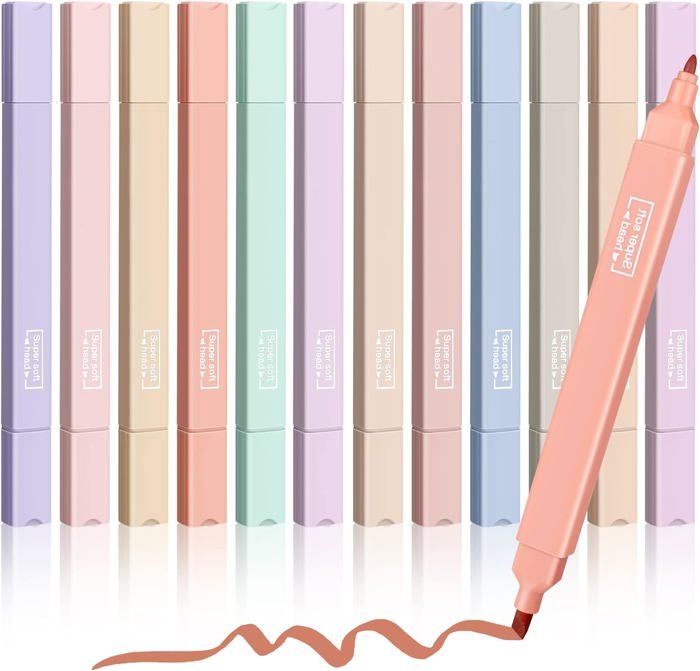 Nomeni Ensemble De 6 Surligneurs Pastel Pointe Biseautée Couleurs Assorties Sans Saignement Journal D'Étude Séchage Rapide Idéal Pour Organiser Colorier Fournitures Scolaires 1ml