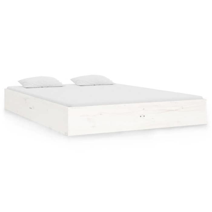 Cadre de lit - 2 personnes - blanc - Bois massif 140x190 cm LL142172